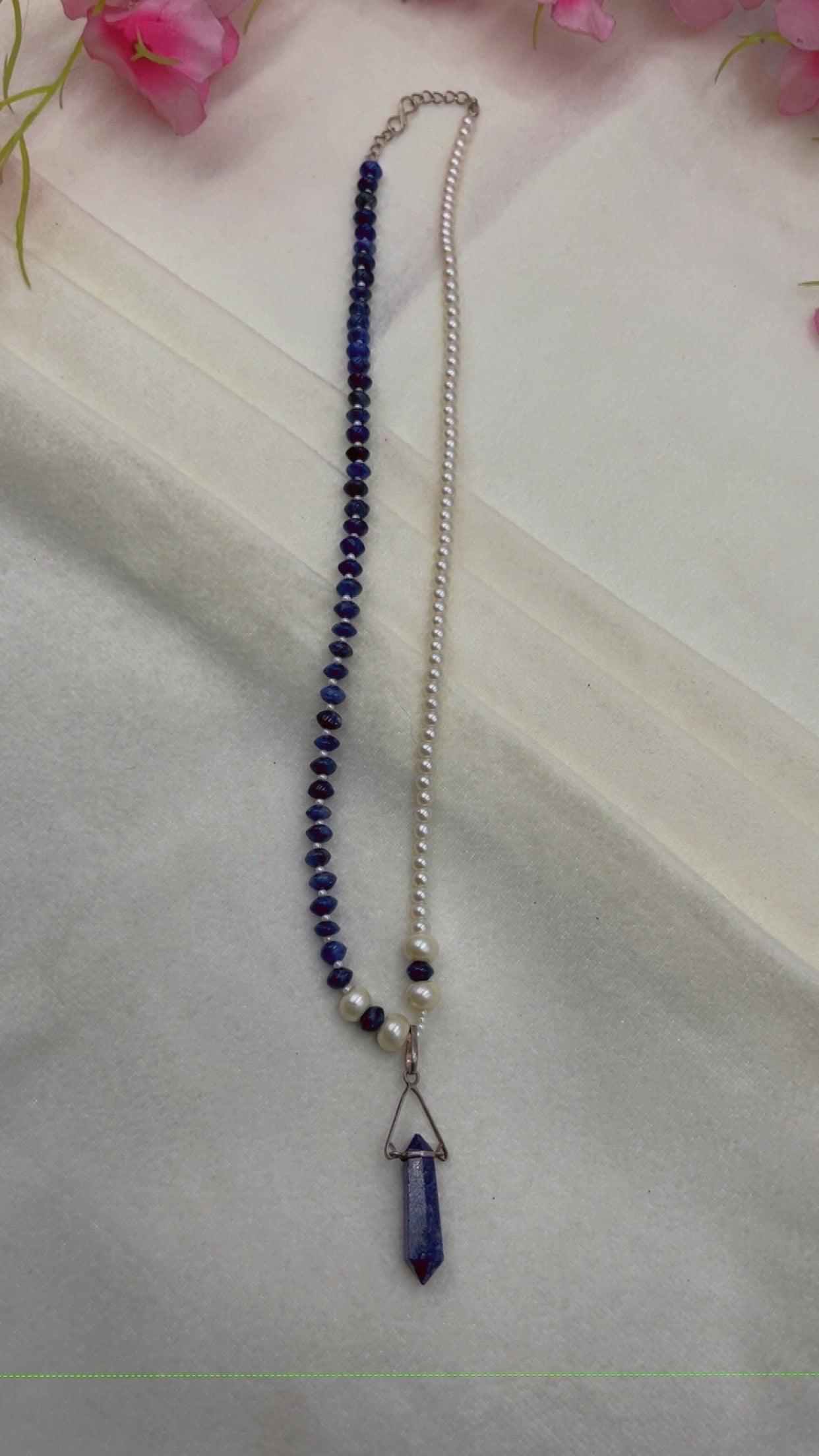 Natural Lapis Lazuli & Pearl Gemstone Beads Necklace Jewelry