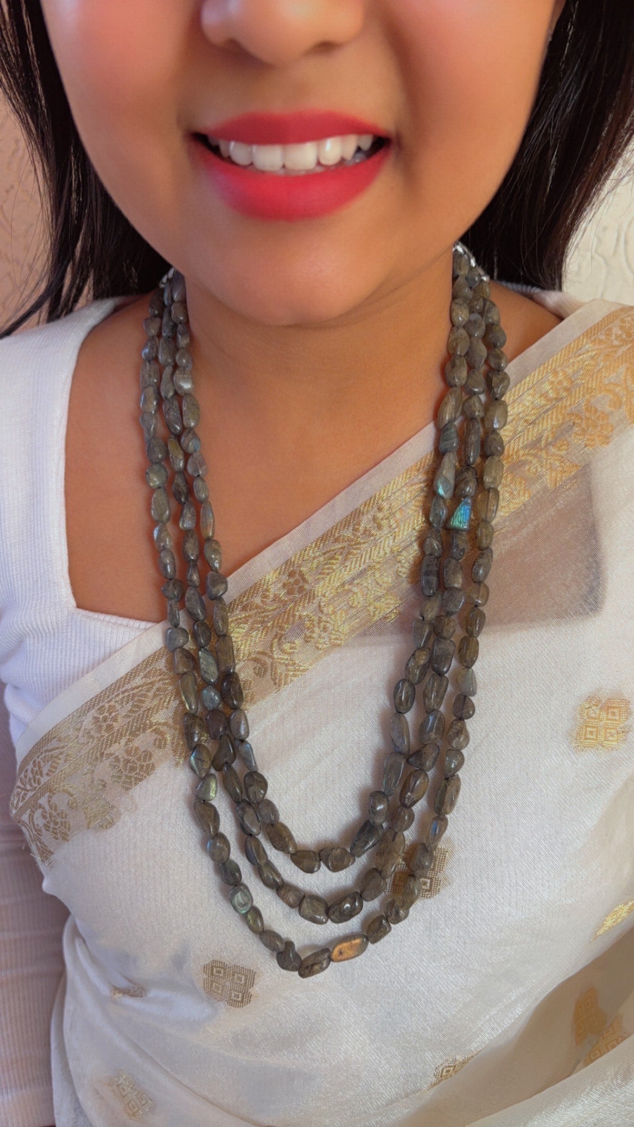 Natural Labradorite Gemstone Beads Necklace Jewelry
