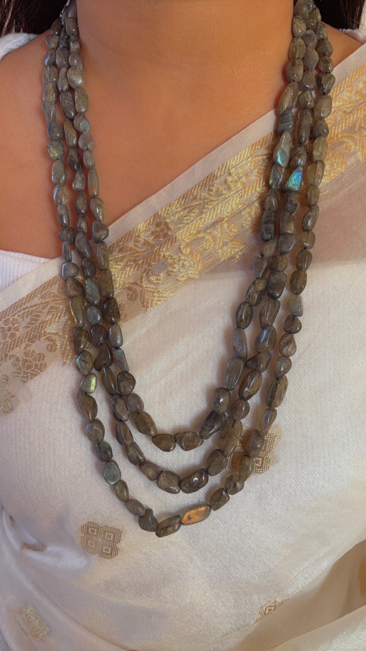 Natural Labradorite Gemstone Beads Necklace Jewelry