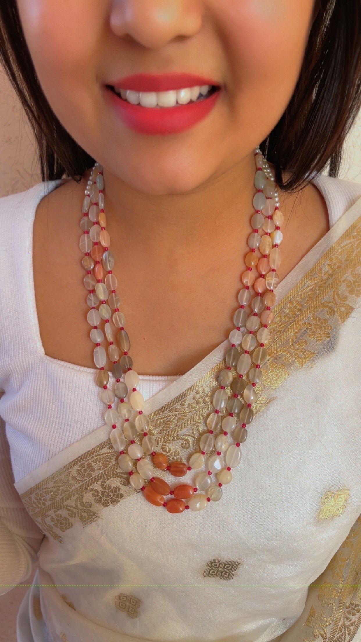 Natural Multi Moonstone Gemstone Beads Necklace Jewelry