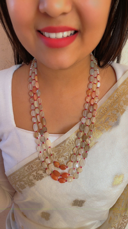 Natural Multi Moonstone Gemstone Beads Necklace Jewelry