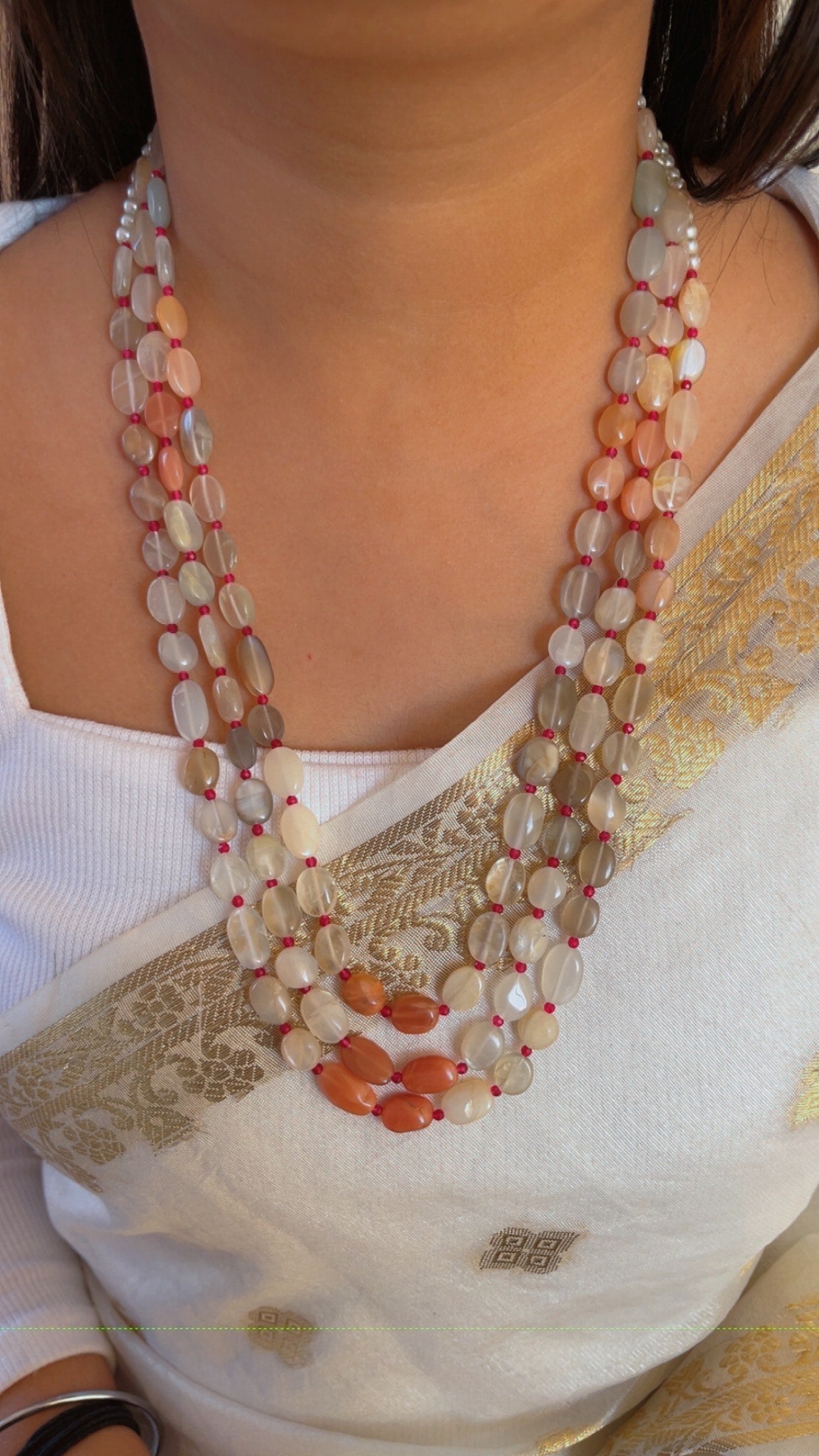Natural Multi Moonstone Gemstone Beads Necklace Jewelry