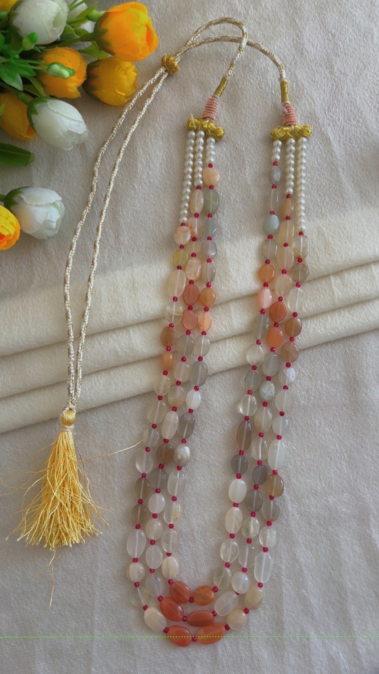 Natural Multi Moonstone Gemstone Beads Necklace Jewelry