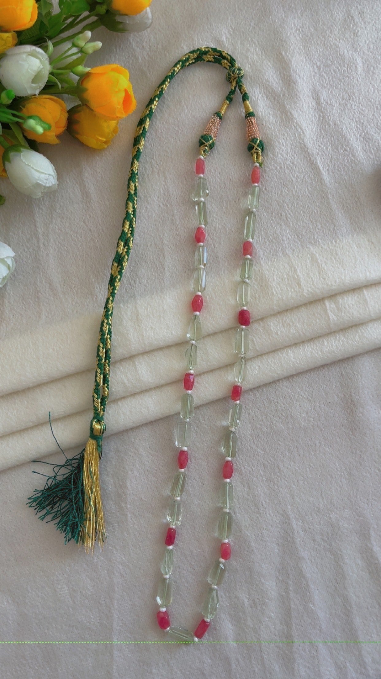 Natural Fluorite & Red Quartz Gemstone Beads Necklace Jewelry
