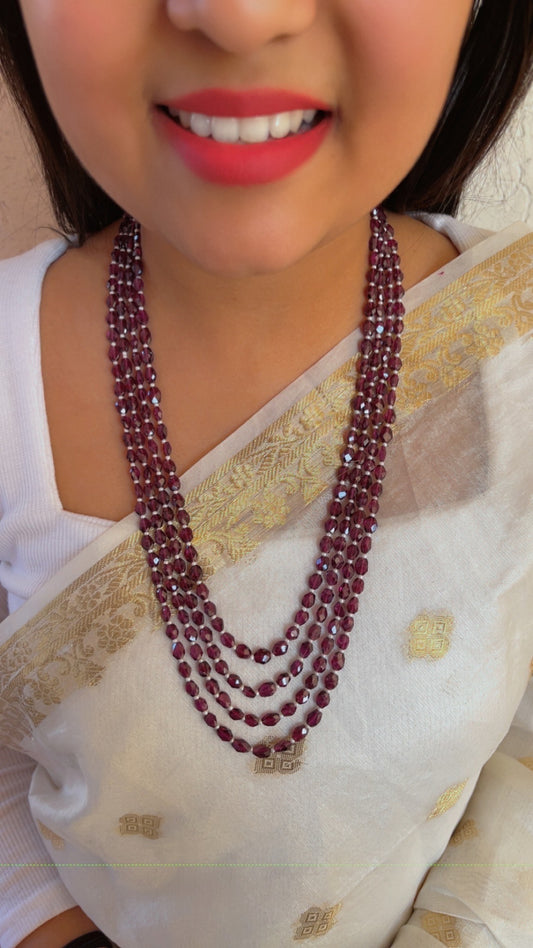 Natural Garnet & Pearl Gemstone Beads Necklace Jewelry