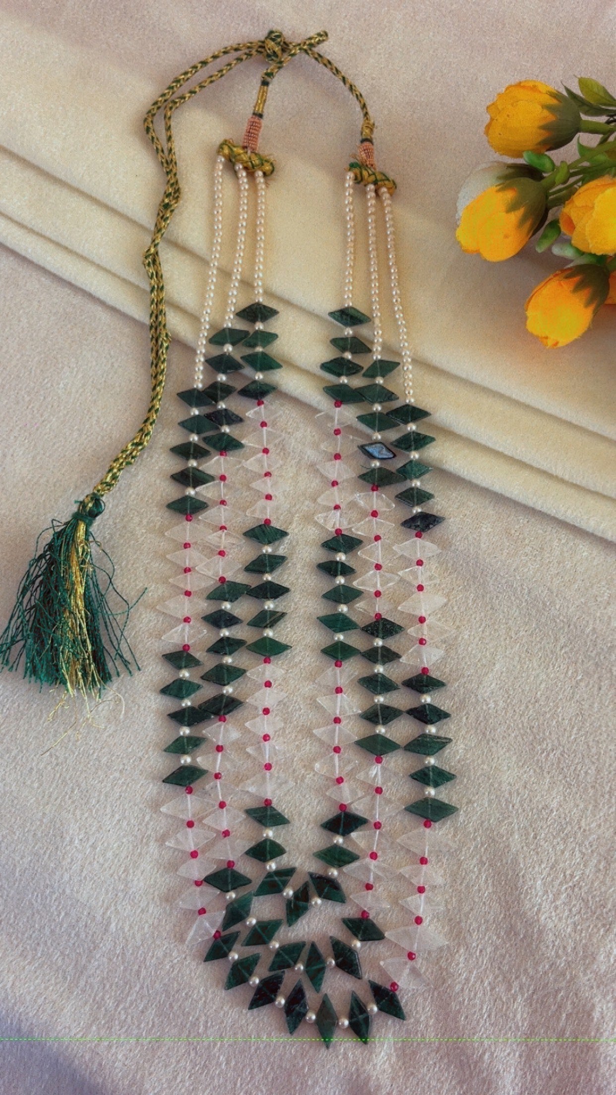 Natural Green Aventurine & Rainbow Moonstone Gemstone Beads Necklace Jewelry