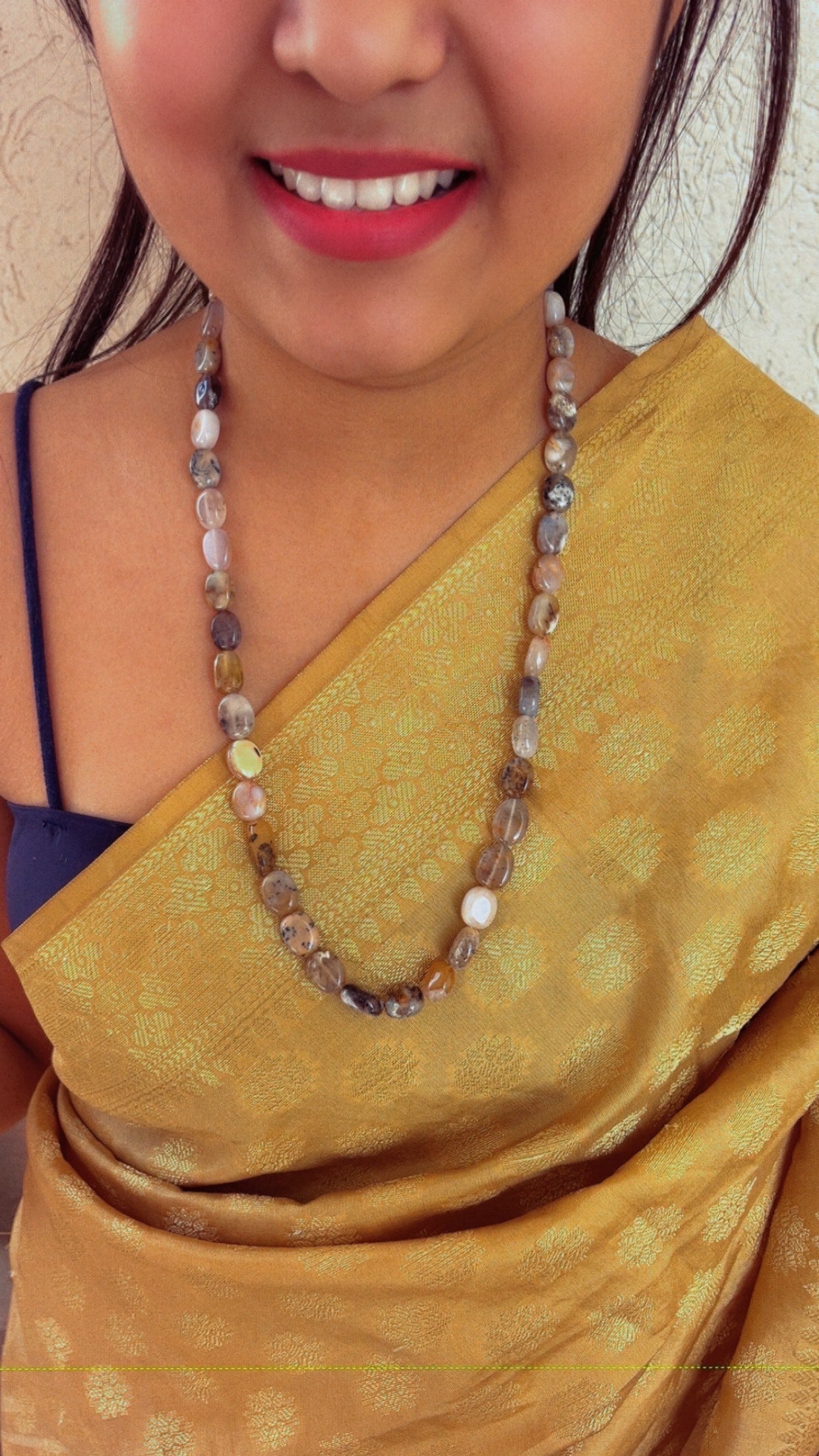 Natural Dendritic Opal Gemstone Beads Necklace Jewelry
