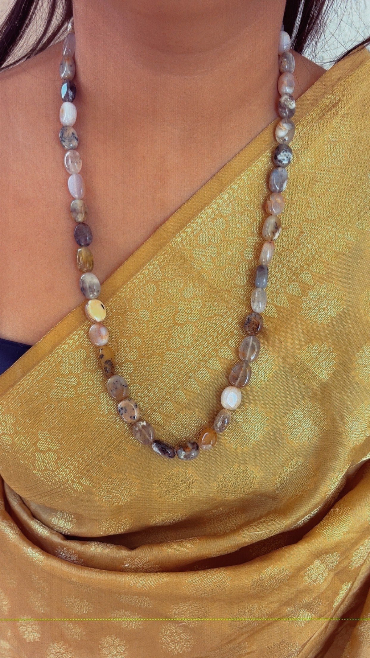 Natural Dendritic Opal Gemstone Beads Necklace Jewelry