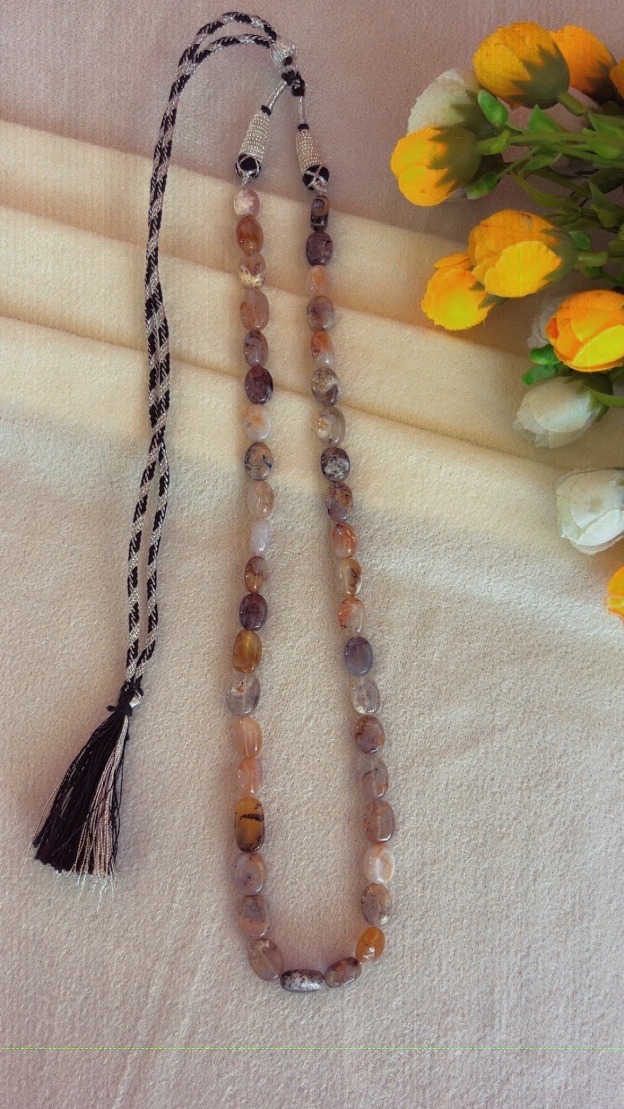 Natural Dendritic Opal Gemstone Beads Necklace Jewelry
