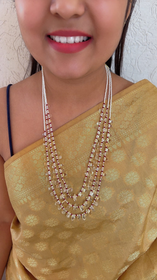 Natural Lemon Quartz & Red Jade Gemstone Beads Necklace Jewelry