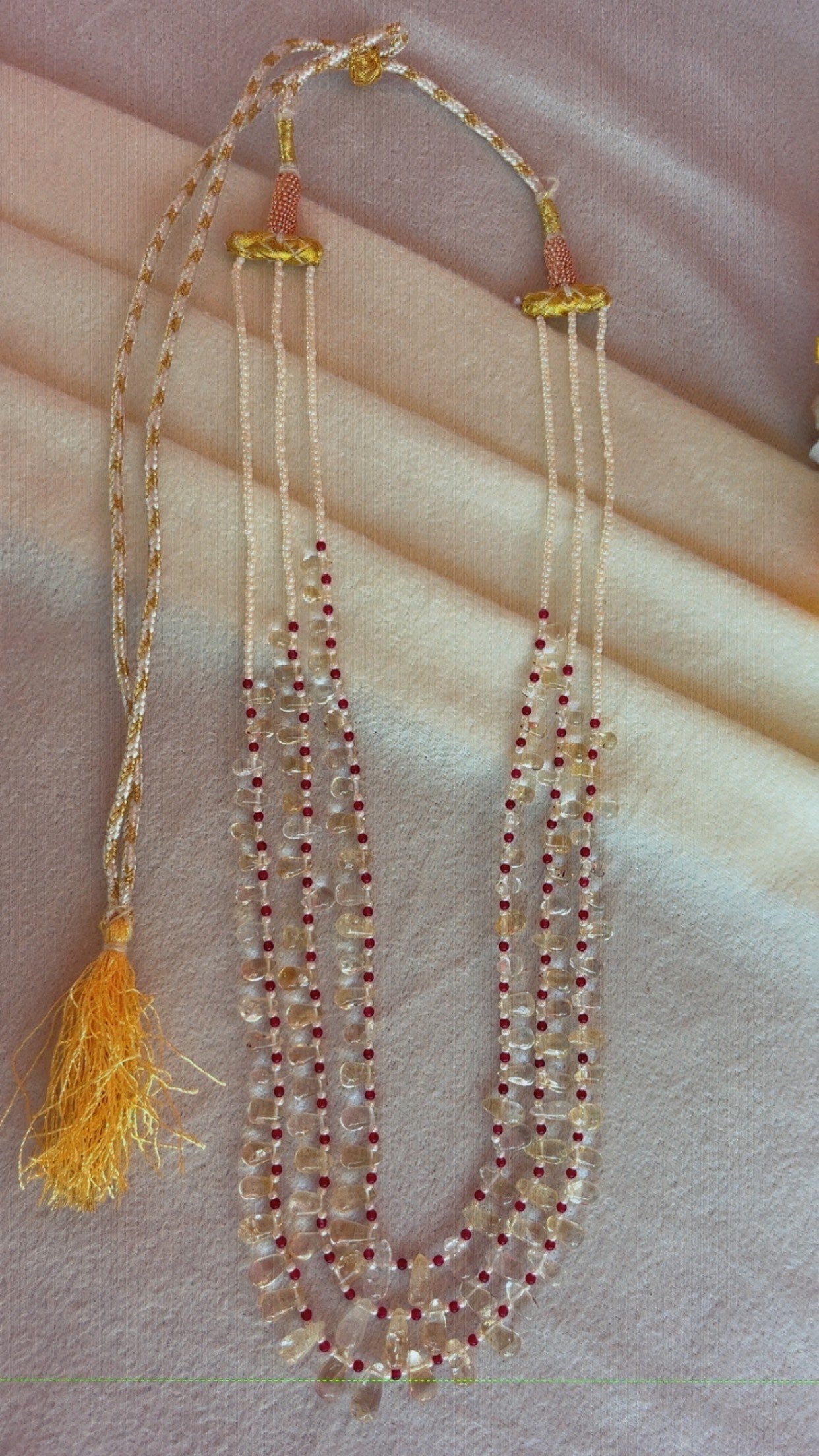 Natural Lemon Quartz & Red Jade Gemstone Beads Necklace Jewelry