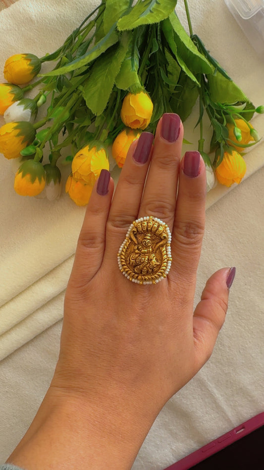 Designer 22k Gold Hallmarked Krishna ji Adjustable Ring