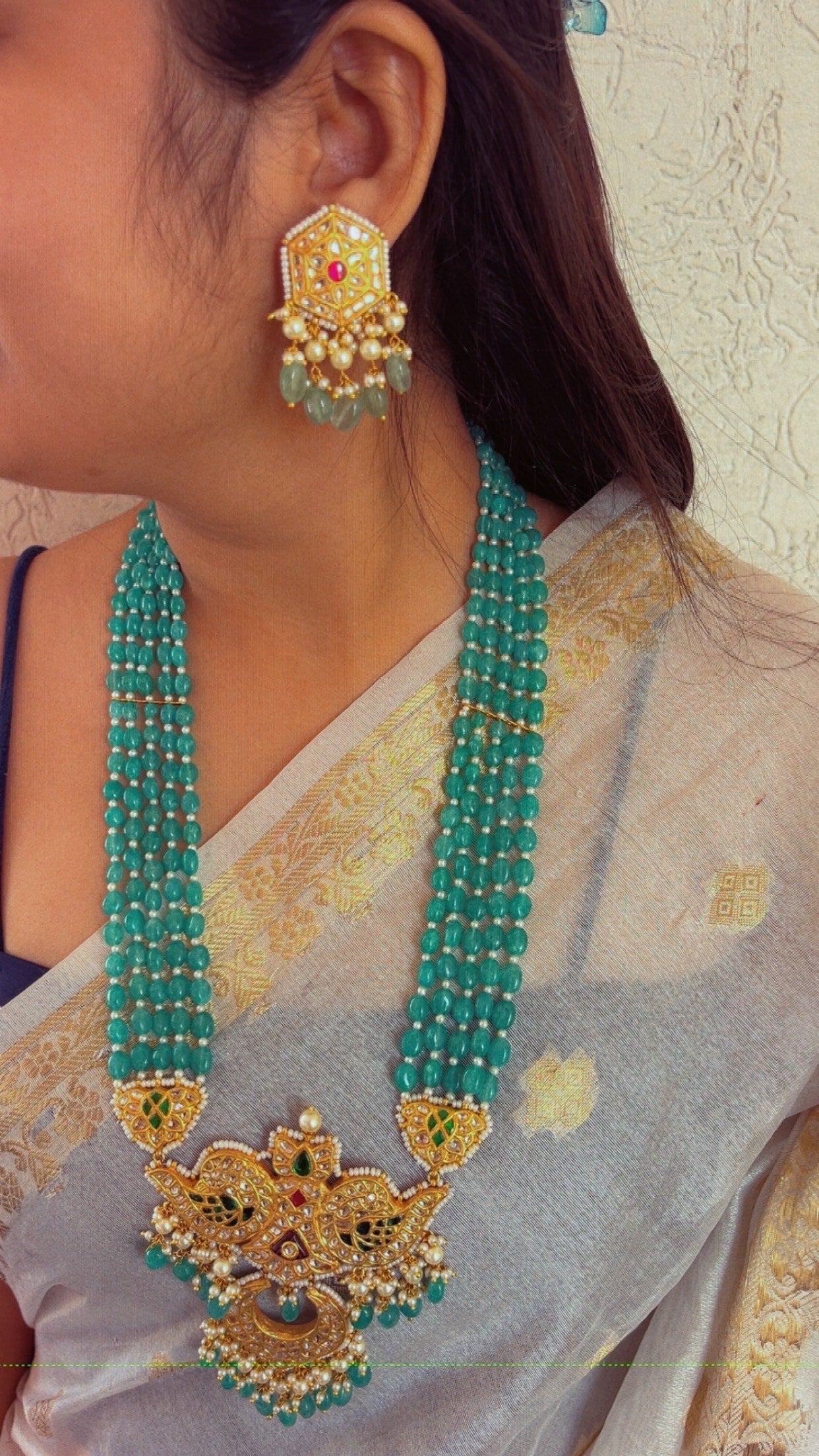 22K Gold Hallmarked Diamond Polki Necklace Jewelry