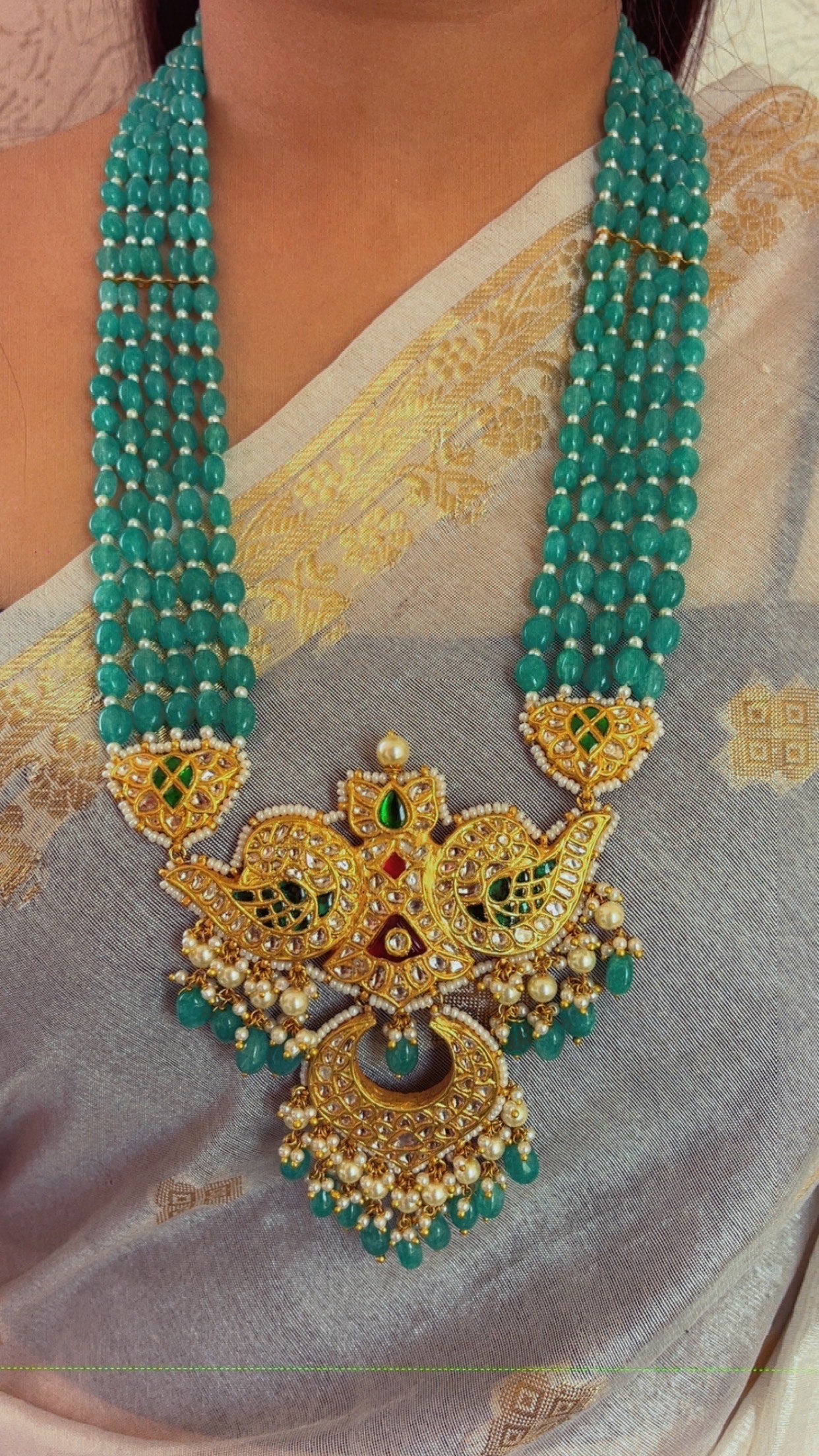 22K Gold Hallmarked Diamond Polki Necklace Jewelry