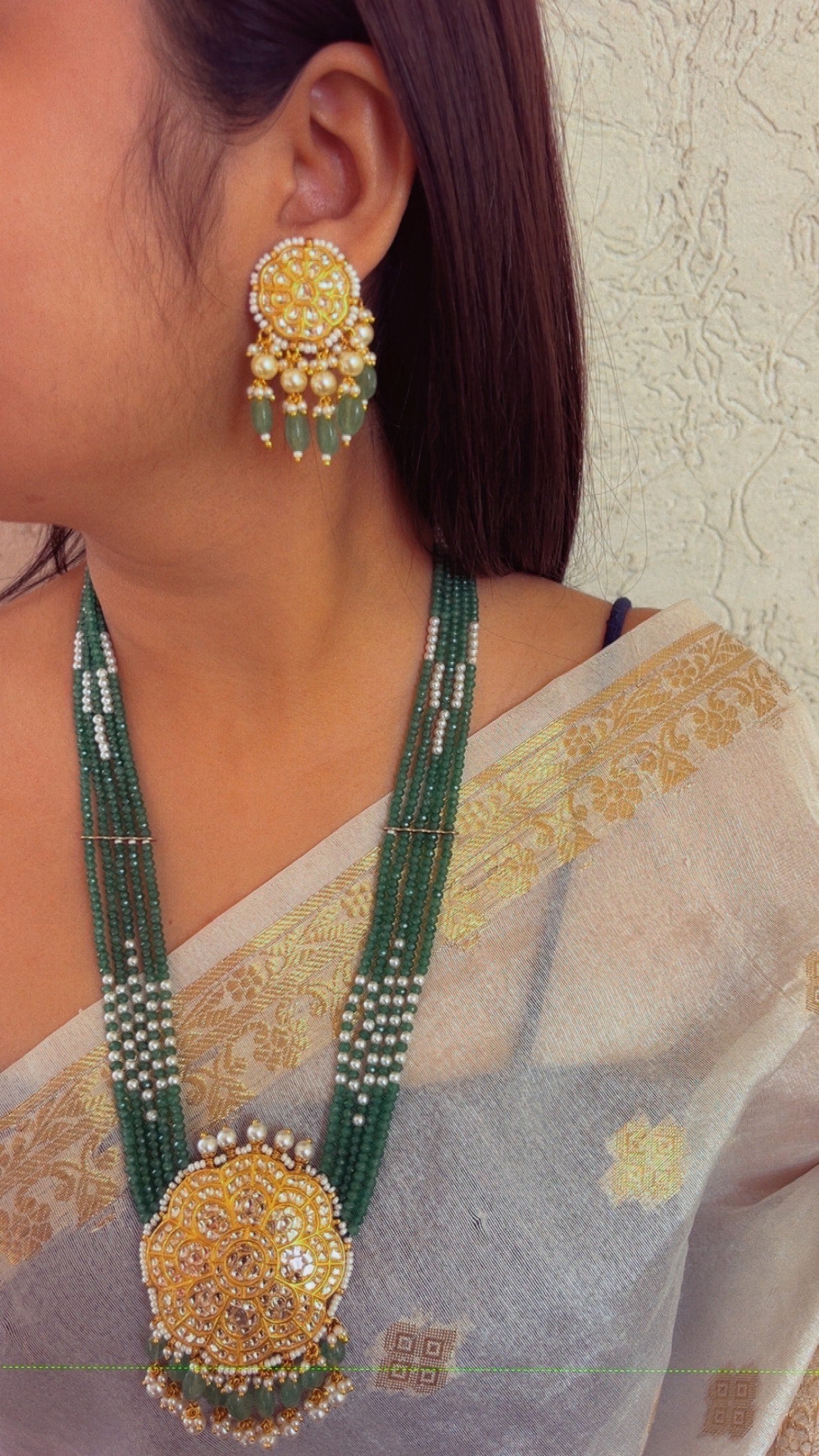 22K Gold Hallmarked Diamond Polki Necklace Jewelry