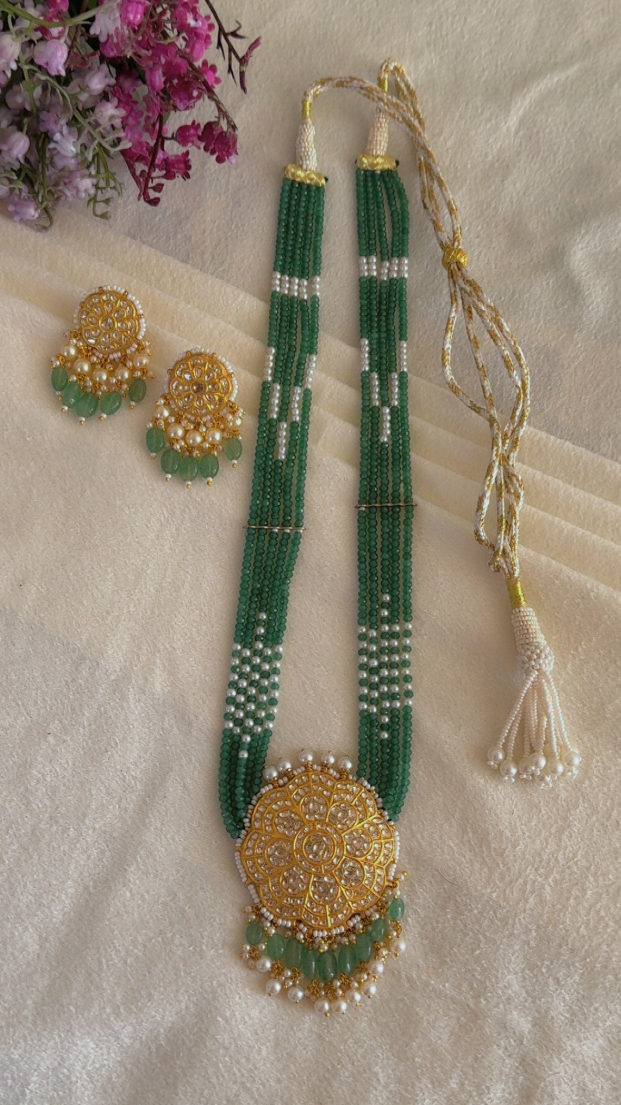 22K Gold Hallmarked Diamond Polki Necklace Jewelry