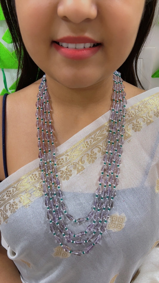 Natural Amethyst & Green Jade Beads Necklace Jewelry