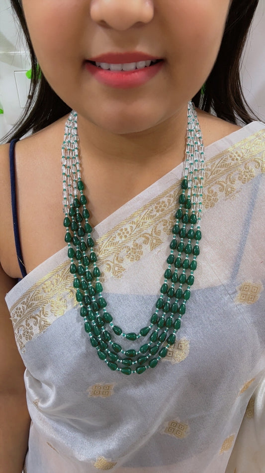 Natural Green Quartz & Crystal Quartz Beads Necklace Jewelry