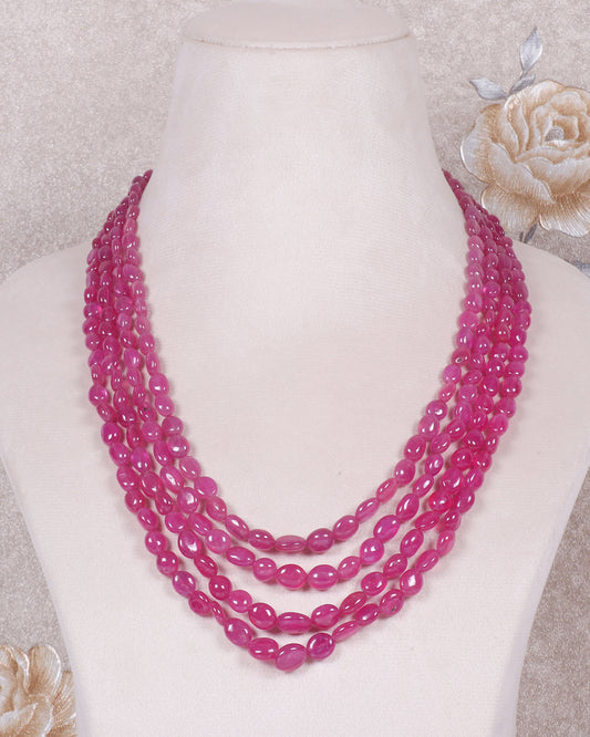 Natural Ruby Gemstone Oval Beads Necklace Jewelry