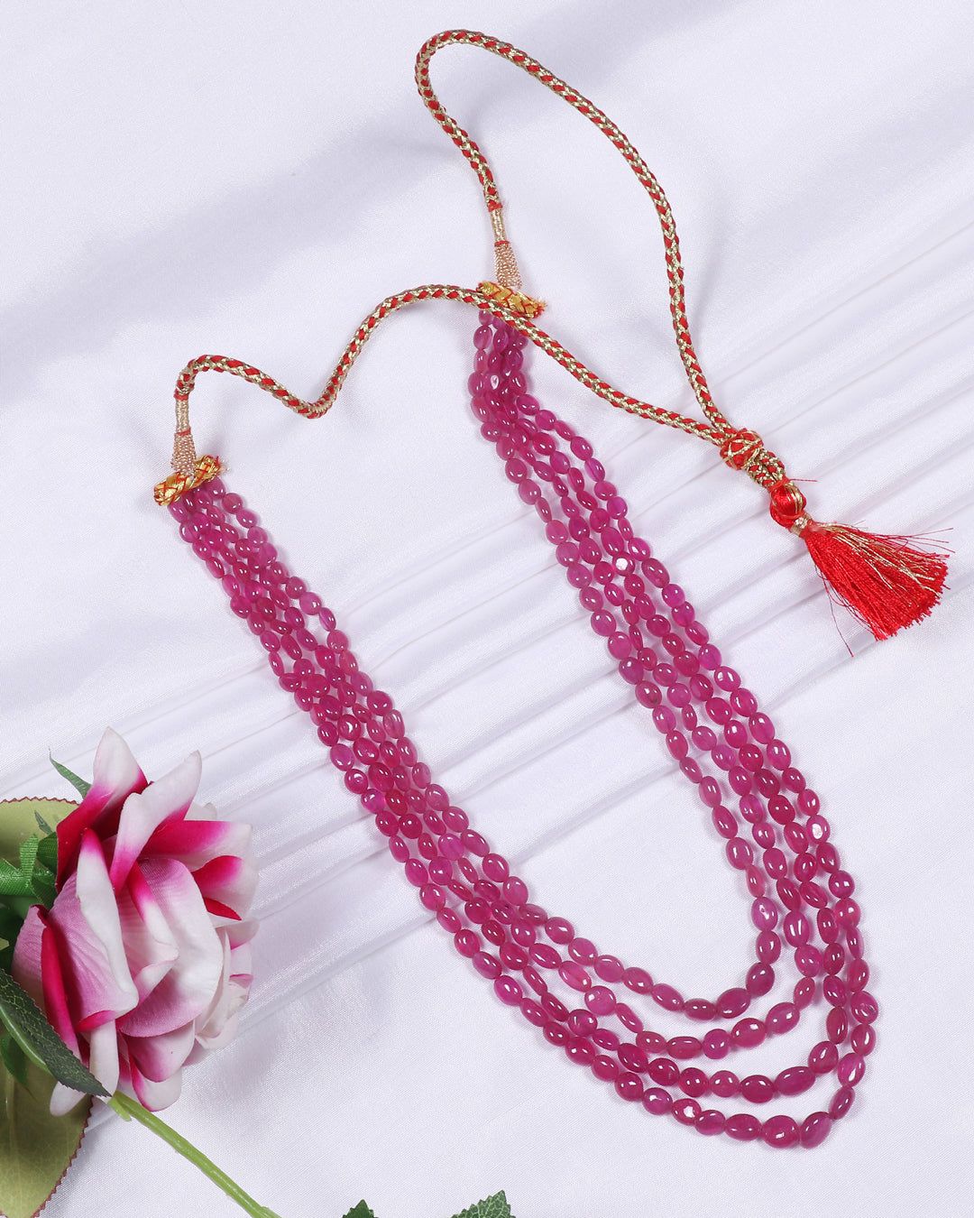 Natural Ruby Gemstone Oval Beads Necklace Jewelry