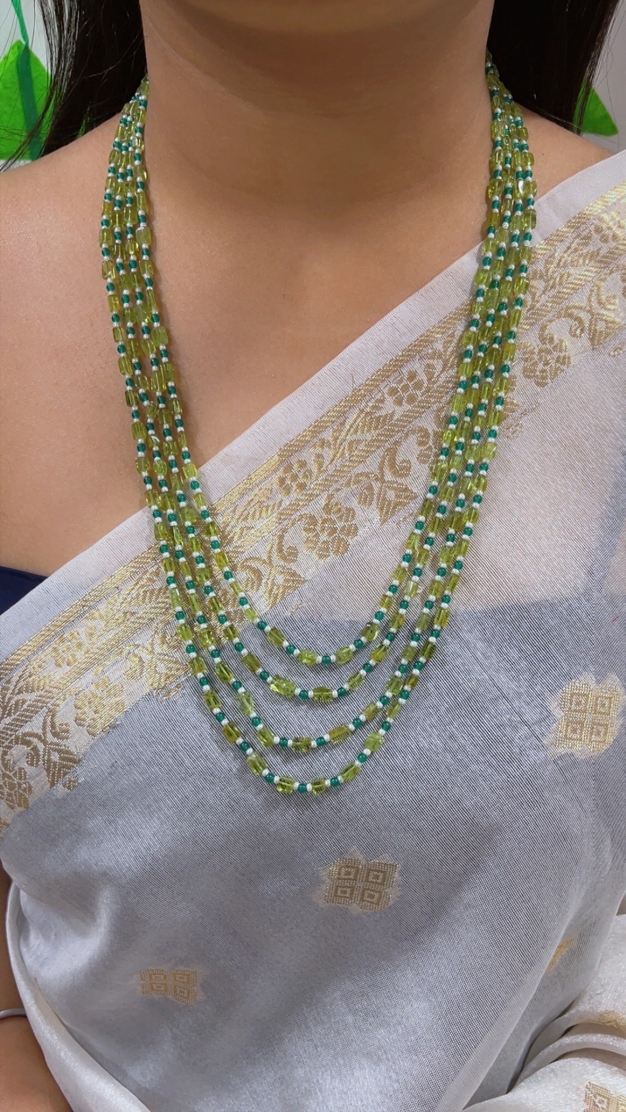 Natural Peridot Green Jade Beads Necklace Jewelry