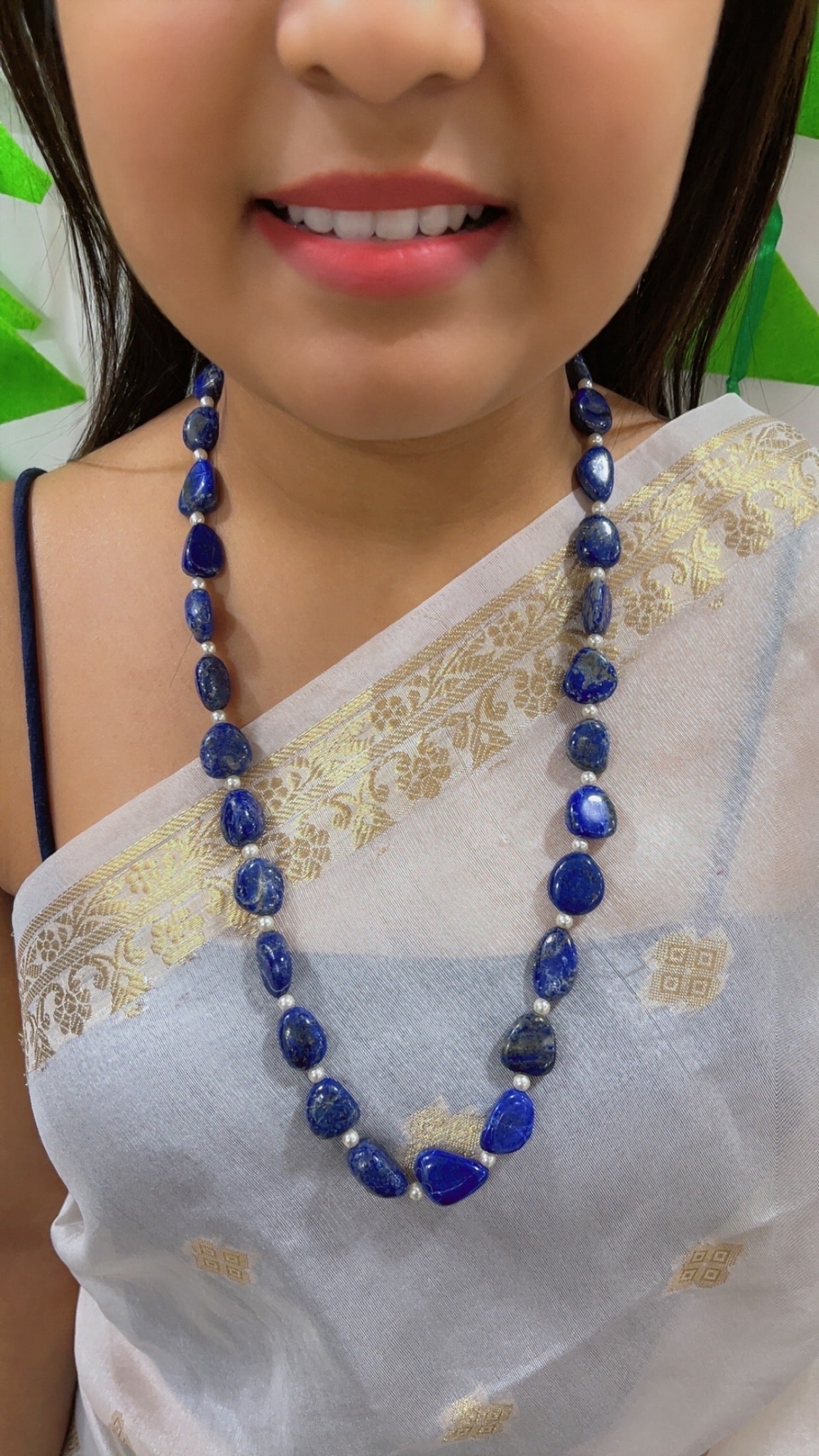 Natural Lapis Lazuli Gemstone Beads Necklace Jewelry