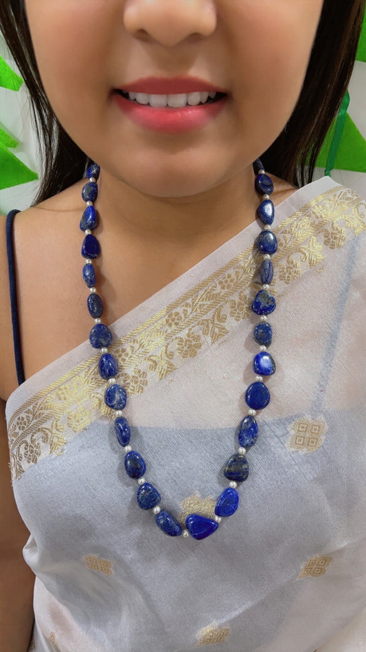 Natural Lapis Lazuli Gemstone Beads Necklace Jewelry