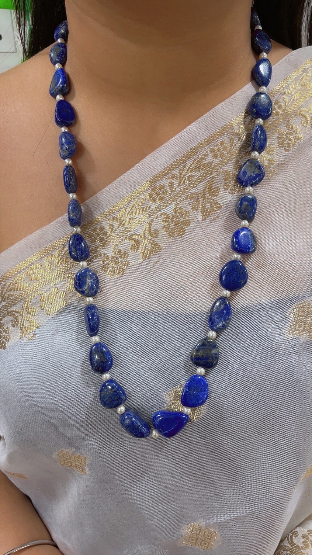 Natural Lapis Lazuli Gemstone Beads Necklace Jewelry