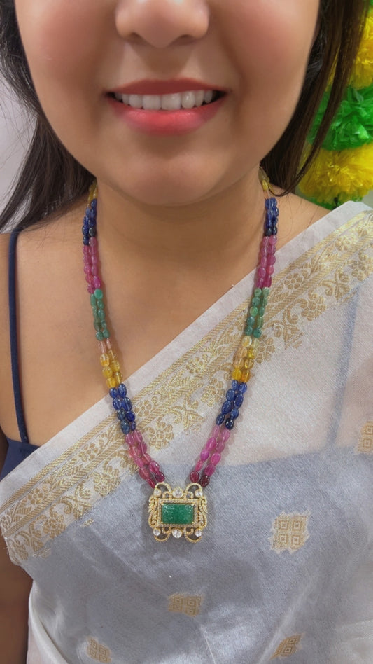 926 Silver Natural Multi Sapphire Gemstone Necklace Jewelry