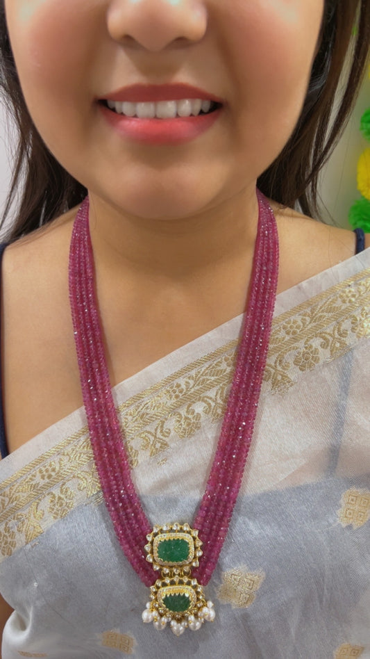 925 Silver Natural Ruby Emerald Gemstone Necklace Jewelry