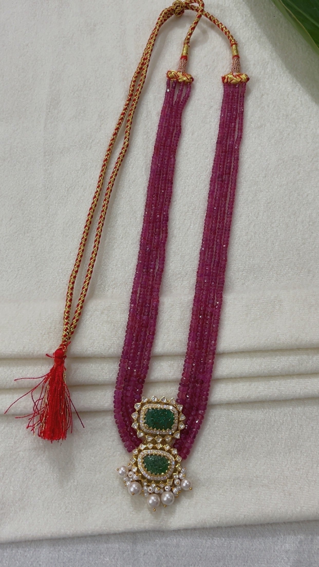 925 Silver Natural Ruby Emerald Gemstone Necklace Jewelry