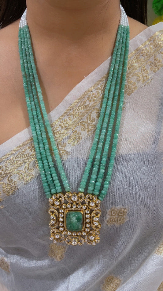 Natural Emerald 925 Silver Necklace with Emerald Ganesh ji Carving