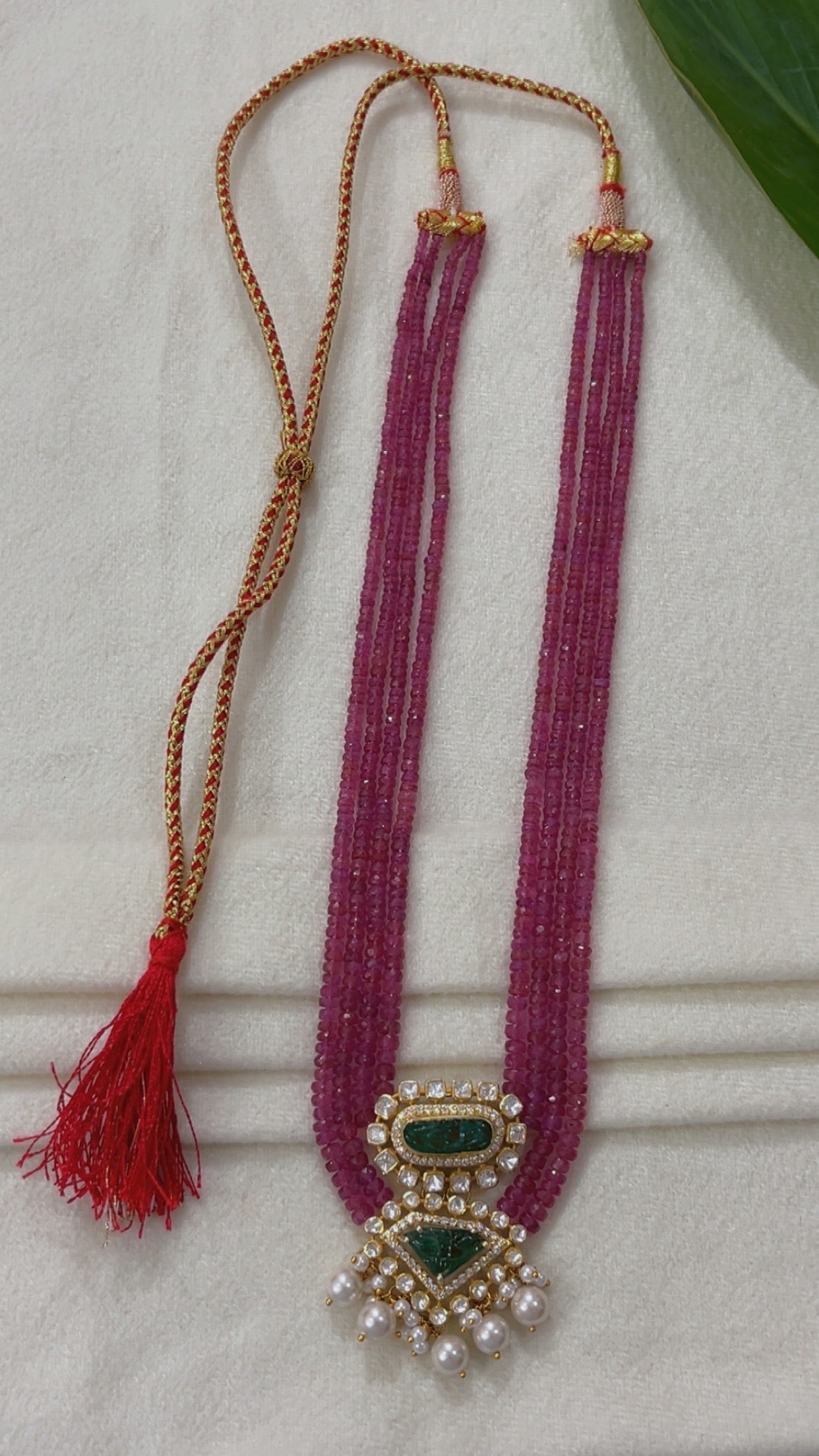 925 Silver Natural Ruby & Emerald Gemstone Necklace Jewelry