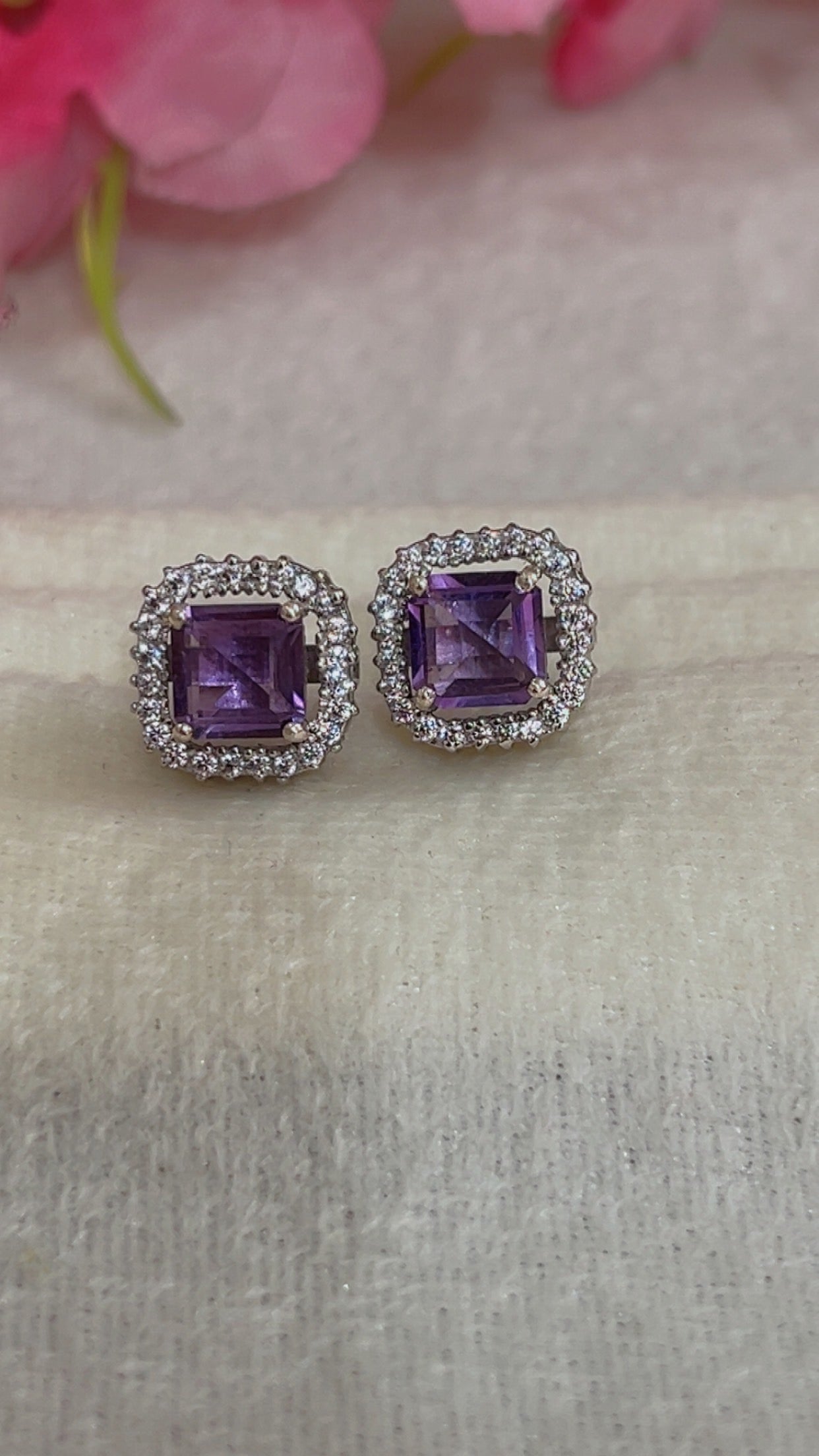 Designer 925 Silver Natural Amethyst Earrings