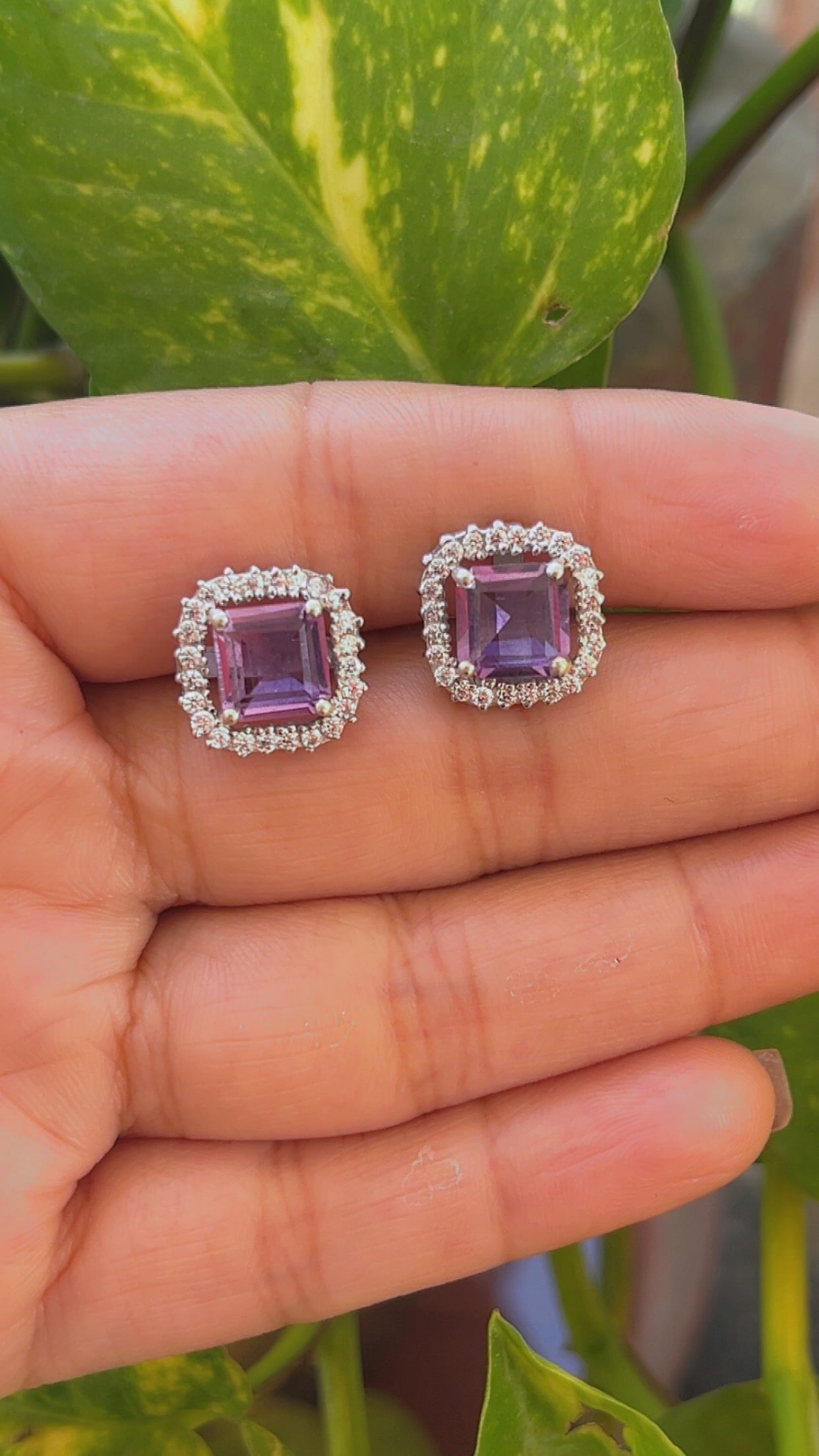 Designer 925 Silver Natural Amethyst Earrings