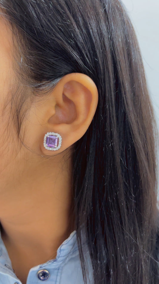 Designer 925 Silver Natural Amethyst Earrings