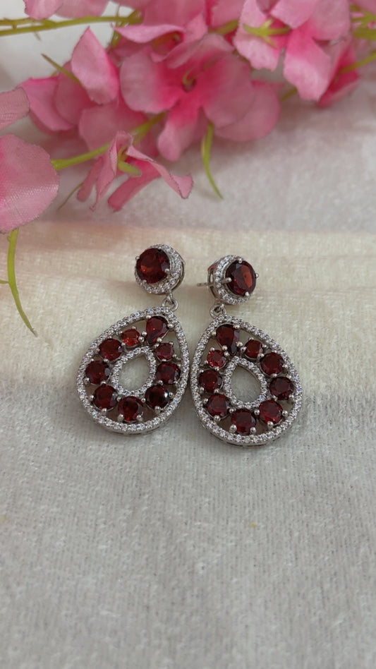 Designer 925 Silver Garnet Earrings
