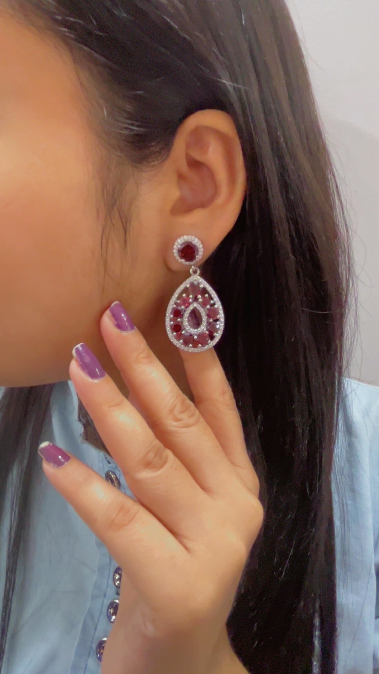 Designer 925 Silver Garnet Earrings