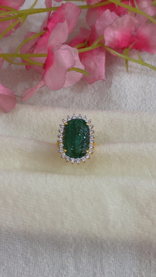 Designer 925 Silver Emerald Ring