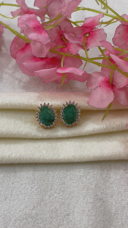 925 Silver Emerald Earrings