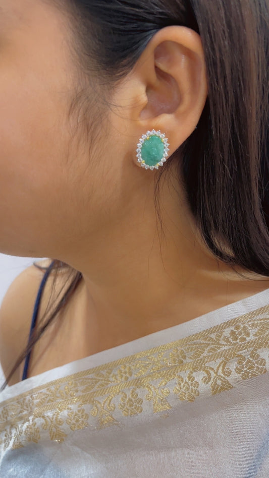 925 Silver Emerald Earrings
