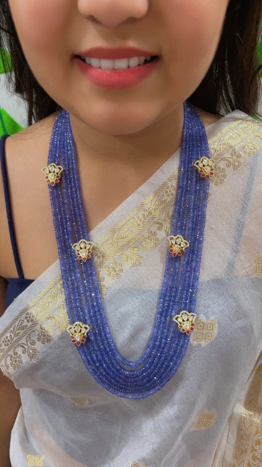 925 Silver With Natural Tanzanite Gemstone Beads Necklace Jewelry