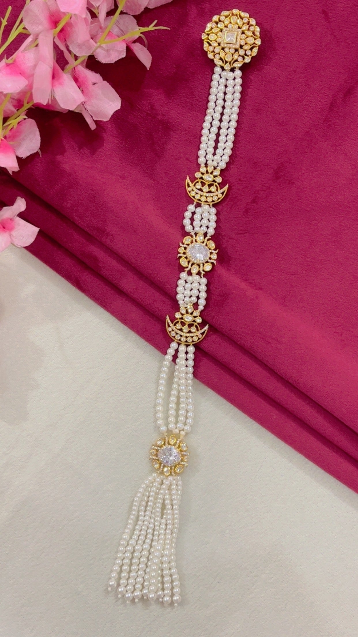 925 Silver South Indian Bridal Jada Billa with Pearls