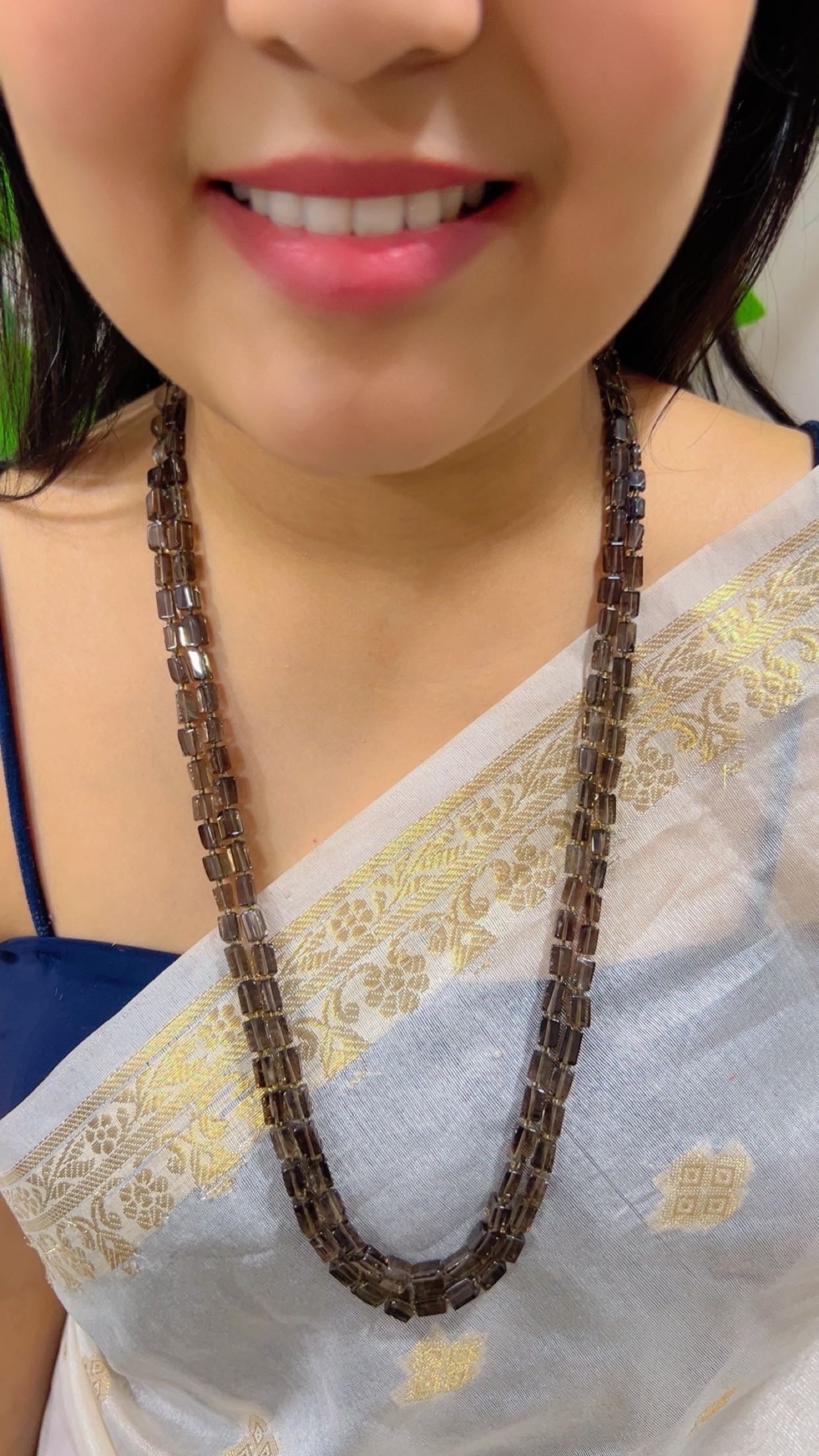 Natural Smoky Quartz Gemstone Beads Necklace Jewelry