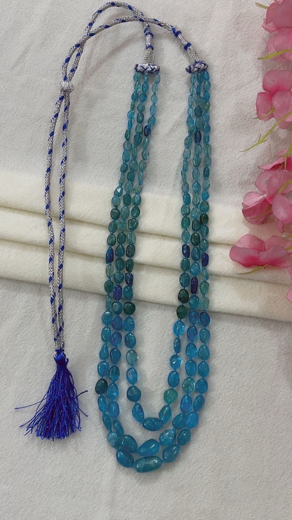Natural Neon Apatite Gemstone Beads Necklace Jewelry