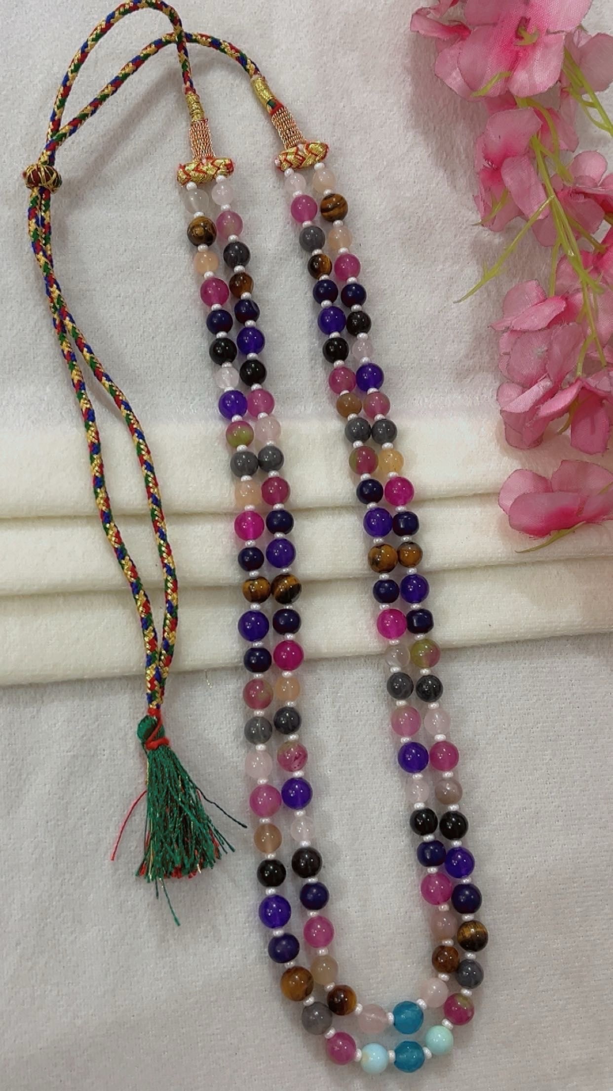 Natural Multi Quartz Gemstone Beads Necklace Jewelry