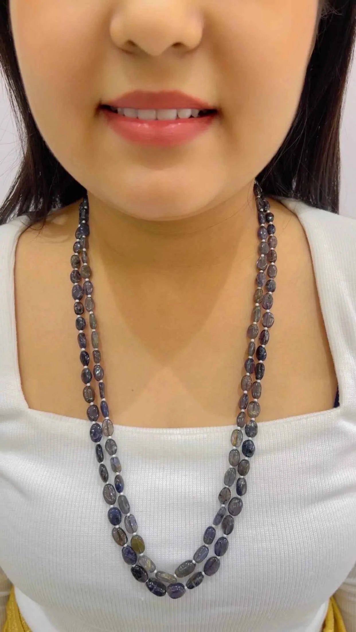 Natural Iolite Gemstone Beads Necklace Jewelry