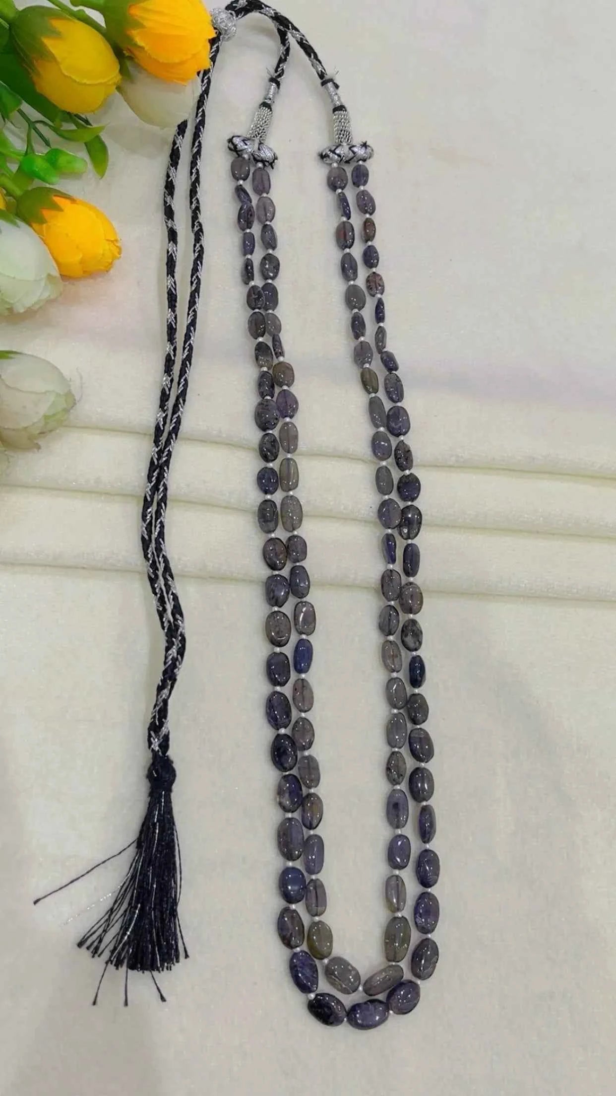 Natural Iolite Gemstone Beads Necklace Jewelry