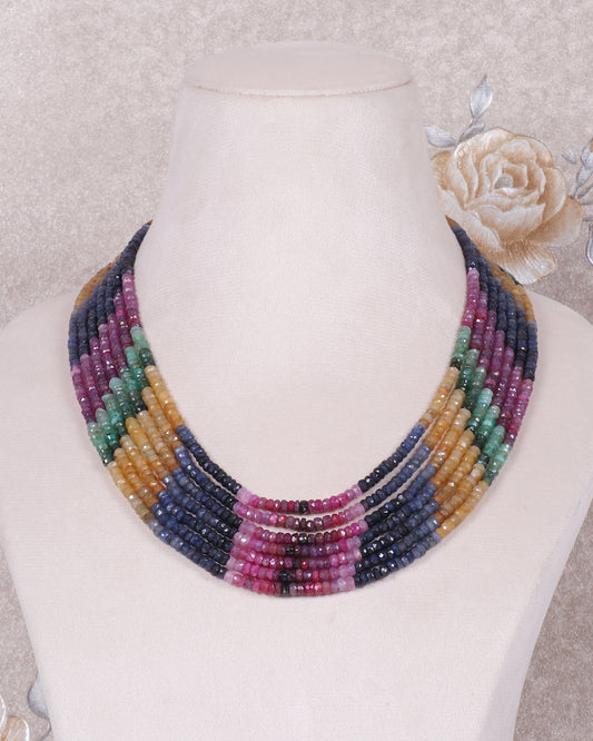 Natural Multi Precious Sapphire Gemstone Beads Necklace Jewelry