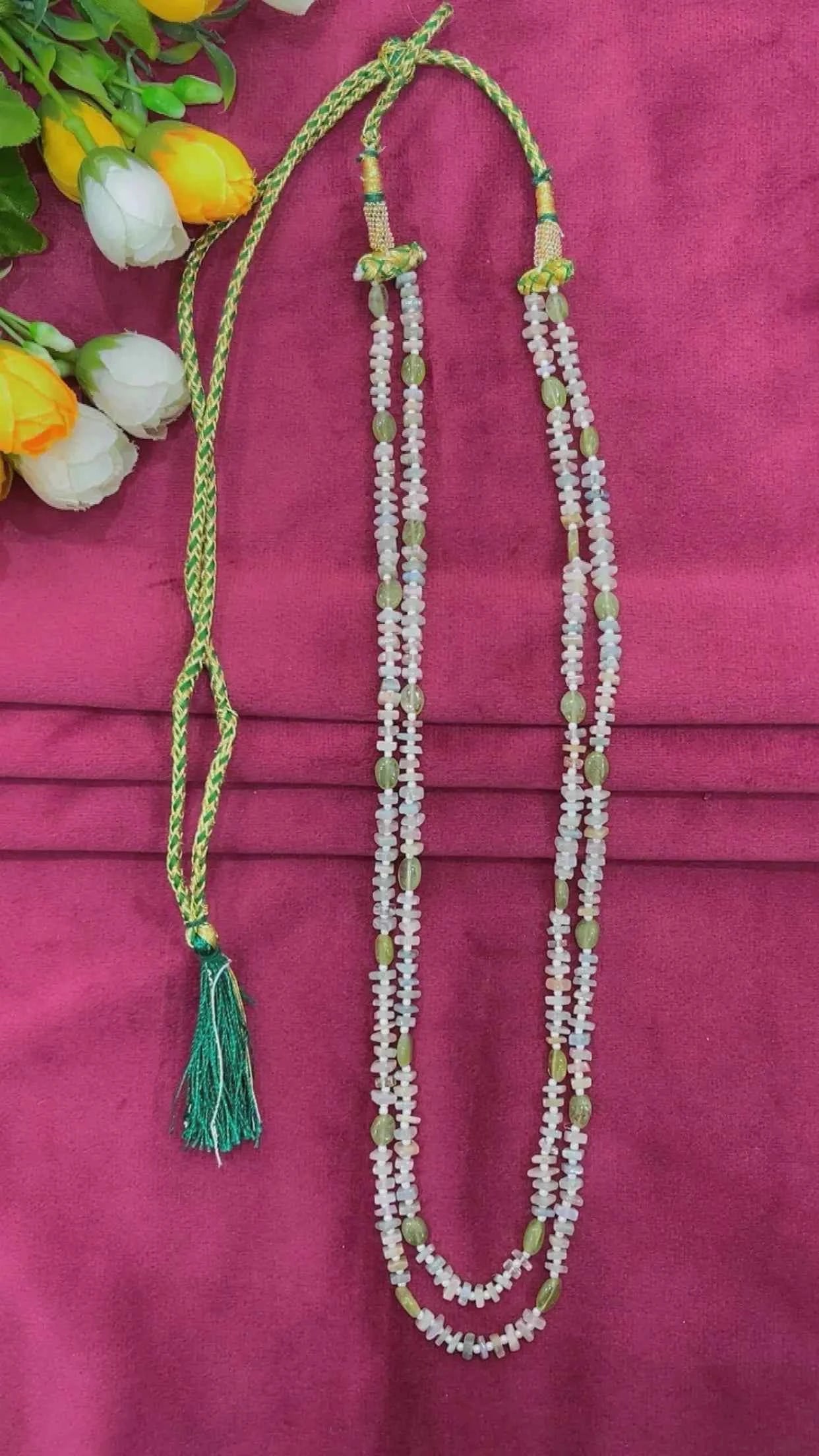 Natural Multi Amazonite & Green Quartz Gemstone Beads Necklace Jewelry